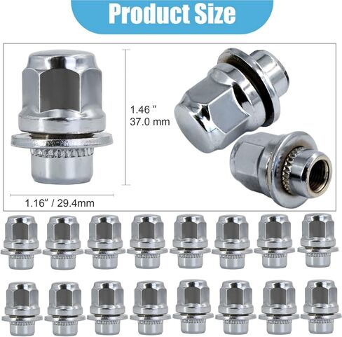 M12x1.5 صواميل العروة، مجموعة أجزاء ملحقات العجلات مكونة من 24 صامولة خيط 12x1.5 1.38 بوصة مقعد مخروطي طويل القامة صامولة سوداء مع مفتاح مقبس واحد لسيارة Toyota 4Runner Tacoma Tundra معظم 6 عجلات 4 العروة in Kuwait