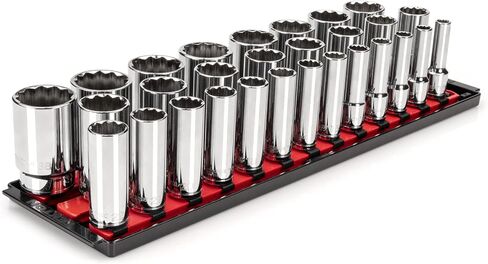 TEKTON 1/2 Inch Drive Deep 12-Point Socket Set with Rails, 23-Piece (10-32 mm) | SHD92121 in Saudi Arabia