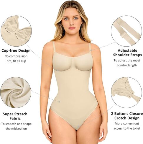 FeelinGirl Shapewear Bodysuit Tummy Control for Women Seamless Sculpting Snatched Waist Body Shaper Body Suit in Saudi Arabia