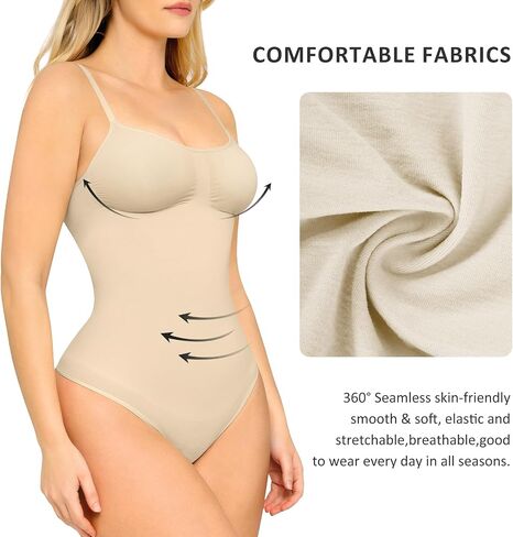 FeelinGirl Shapewear Bodysuit Tummy Control for Women Seamless Sculpting Snatched Waist Body Shaper Body Suit in Saudi Arabia