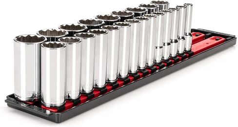 TEKTON 1/2 Inch Drive Deep 12-Point Socket Set with Rails, 23-Piece (10-32 mm) | SHD92121 in Saudi Arabia