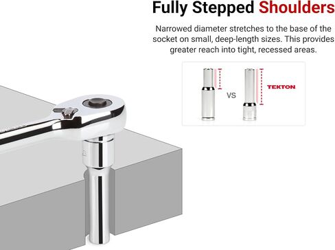 TEKTON 1/2 Inch Drive Deep 12-Point Socket Set with Rails, 23-Piece (10-32 mm) | SHD92121 in Saudi Arabia