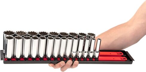 TEKTON 1/2 Inch Drive Deep 12-Point Socket Set with Rails, 23-Piece (10-32 mm) | SHD92121 in Saudi Arabia