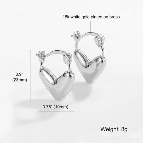 Heart Small Gold Hoop Earrings for Women Trendy, 18K Gold Plated Earrings Hoops Hypoallergenic Jewelry Gifts in Saudi Arabia