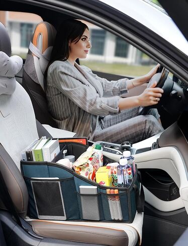 YOHOOLYO Car Seat Organizer Backseat Car Organizer with 4 Compartments, 4 Cup Holders and 7 Mash Pockets, Collapsible Passenger Seat Organizer Car Organizer for Front Seat Back Seat in Saudi Arabia