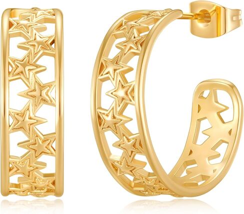 Gold Earrings for Women, 14K Gold Plated Lightweight Gold Hoop Earrings Hypoallergenic Gold Earrings for Women Trendy Fashion Jewelry Gifts for Women in Saudi Arabia
