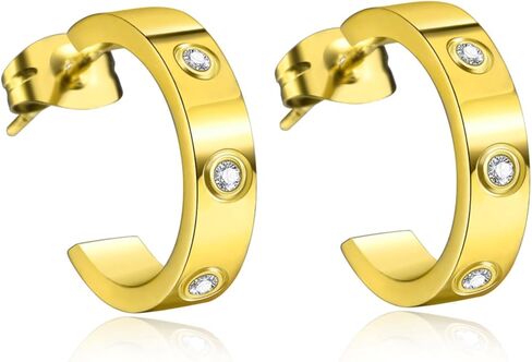 Love Friendship Earrings for Women,Gold Plated Small Open Hoop Earrings for Teens Girls,Stainless Steel Cubic Zirconia Dainty Earrings for Her Gifts in Saudi Arabia