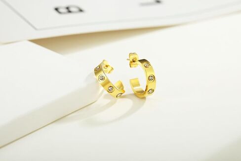 Love Friendship Earrings for Women,Gold Plated Small Open Hoop Earrings for Teens Girls,Stainless Steel Cubic Zirconia Dainty Earrings for Her Gifts in Saudi Arabia