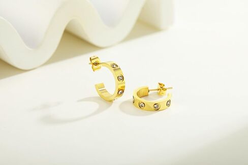 Love Friendship Earrings for Women,Gold Plated Small Open Hoop Earrings for Teens Girls,Stainless Steel Cubic Zirconia Dainty Earrings for Her Gifts in Saudi Arabia