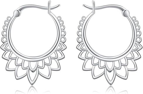 Boho Lotus Earrings for Women 925 Sterling Silver Lotus Flower Earrings Dangle Lotus Jewelry Gifts for Women in Kuwait