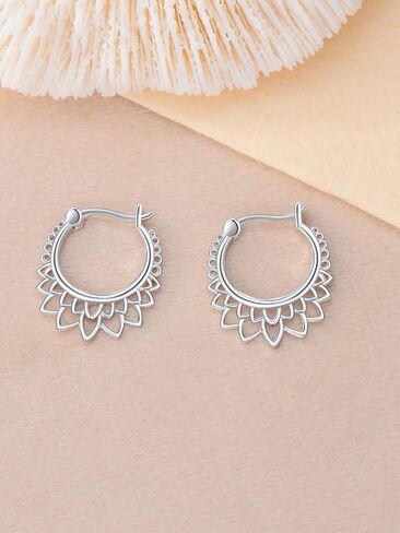 Boho Lotus Earrings for Women 925 Sterling Silver Lotus Flower Earrings Dangle Lotus Jewelry Gifts for Women in Kuwait