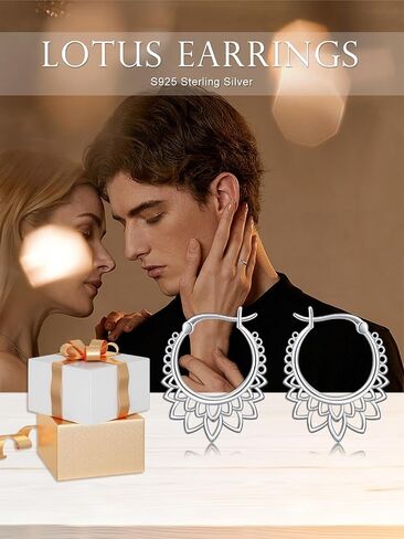 Boho Lotus Earrings for Women 925 Sterling Silver Lotus Flower Earrings Dangle Lotus Jewelry Gifts for Women in Kuwait
