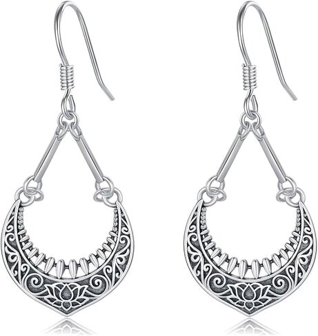 Boho Lotus Earrings for Women 925 Sterling Silver Lotus Flower Earrings Dangle Lotus Jewelry Gifts for Women in Kuwait