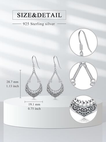 Boho Lotus Earrings for Women 925 Sterling Silver Lotus Flower Earrings Dangle Lotus Jewelry Gifts for Women in Kuwait
