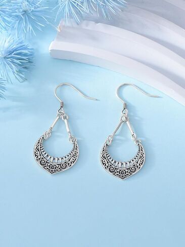 Boho Lotus Earrings for Women 925 Sterling Silver Lotus Flower Earrings Dangle Lotus Jewelry Gifts for Women in Kuwait