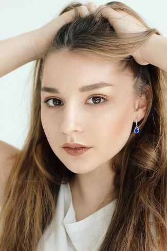 Starchenie Huggie Hoop Earrings 925 Sterling Silver 14mm Hoop Earrings Teardrop Birthstones Dangel Drop Earrings Gift for Women in Kuwait