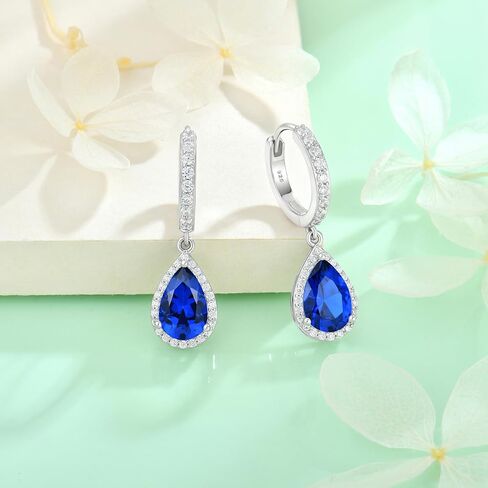 Starchenie Huggie Hoop Earrings 925 Sterling Silver 14mm Hoop Earrings Teardrop Birthstones Dangel Drop Earrings Gift for Women in Kuwait