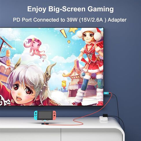 سويتش دوك لمحطة إرساء نينتندو سويتش، محول تلفزيون سويتش محمول يدعم 4K عند 30 هرتز، وضع سويتش تي في دوك متوافق مع سطح البخار / نينتندو سويتش OLED، سويتش ترافيل دوك مع شحن PD in Saudi Arabia