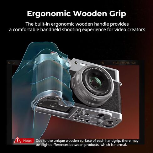 SmallRig X100VI / X100V Handgrip, Wooden L-Shape Grip for FUJIFILM X100VI / X100V Camera, Built-in Quick Release Plate for Arca, with Shutter Button and Hot Shoe Cover (Black) 4805 in Saudi Arabia