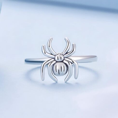 Shysnow Halloween Ring for Women 925 Sterling Silver Vintage Skull Skeleton Scorpions Spider Cross Devil Adjustable Animal Open Wrap Ring with Zirconias Halloween Jewelry Gifts in Saudi Arabia