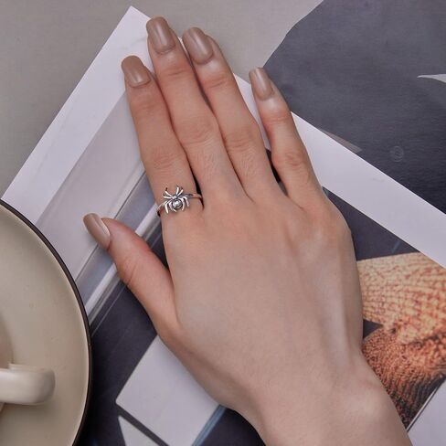 Shysnow Halloween Ring for Women 925 Sterling Silver Vintage Skull Skeleton Scorpions Spider Cross Devil Adjustable Animal Open Wrap Ring with Zirconias Halloween Jewelry Gifts in Saudi Arabia