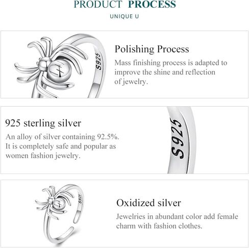 Shysnow Halloween Ring for Women 925 Sterling Silver Vintage Skull Skeleton Scorpions Spider Cross Devil Adjustable Animal Open Wrap Ring with Zirconias Halloween Jewelry Gifts in Saudi Arabia