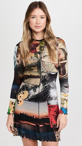 alice + olivia Women's Delora Paneled Flare Mini Dress in Kuwait