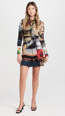 alice + olivia Women's Delora Paneled Flare Mini Dress in Kuwait