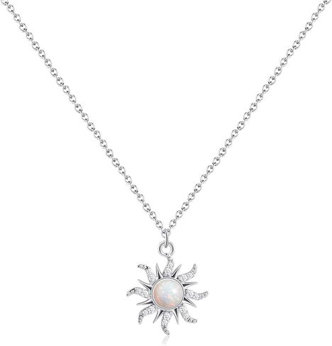 Gold Plated Sun Opal Necklace October Birthstone Necklace with CZ Around Golden Sun Pendant Necklace for Women Opal Jewelry in Saudi Arabia