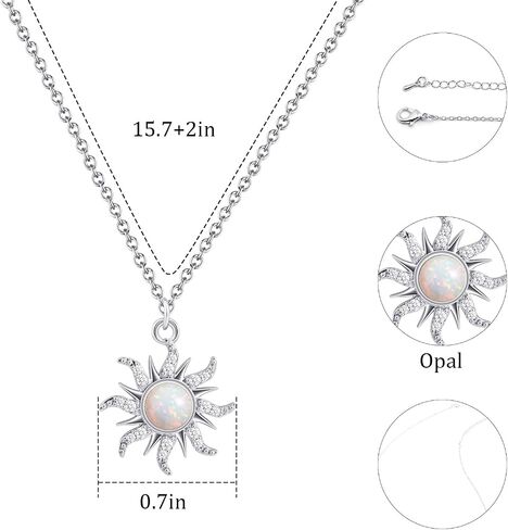 Gold Plated Sun Opal Necklace October Birthstone Necklace with CZ Around Golden Sun Pendant Necklace for Women Opal Jewelry in Saudi Arabia