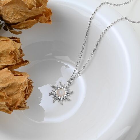 Gold Plated Sun Opal Necklace October Birthstone Necklace with CZ Around Golden Sun Pendant Necklace for Women Opal Jewelry in Saudi Arabia