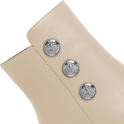 Joseywade Womens Ankle Booties 3.7 Inch Heel Chunky Boots Buttons Beaded Pointed Toe Side Zipper Boots Size 5-13 in Kuwait