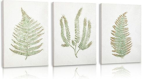 3 Pack White Wall Art Décor Nature Fern Plant Metal Wall Art Minimalist Wall Art Rustic Nature Painting Gallery Wall Decor for Home Living Farmhouse Decoration in Kuwait
