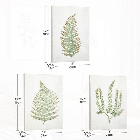 3 Pack White Wall Art Décor Nature Fern Plant Metal Wall Art Minimalist Wall Art Rustic Nature Painting Gallery Wall Decor for Home Living Farmhouse Decoration in Kuwait