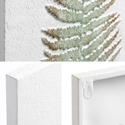 3 Pack White Wall Art Décor Nature Fern Plant Metal Wall Art Minimalist Wall Art Rustic Nature Painting Gallery Wall Decor for Home Living Farmhouse Decoration in Kuwait