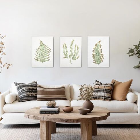 3 Pack White Wall Art Décor Nature Fern Plant Metal Wall Art Minimalist Wall Art Rustic Nature Painting Gallery Wall Decor for Home Living Farmhouse Decoration in Kuwait