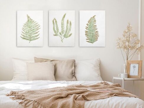 3 Pack White Wall Art Décor Nature Fern Plant Metal Wall Art Minimalist Wall Art Rustic Nature Painting Gallery Wall Decor for Home Living Farmhouse Decoration in Kuwait