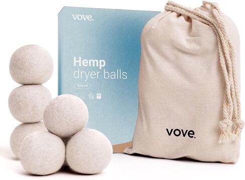 Vove | Natural Hemp Dryer Balls | 5x More Absorbent Than Wool | Cruelty-free, Hypoallergenic & Eco-Friendly | Reduces Clothing Wrinkles and Saves Drying Time | Pack of 3 | in Kuwait