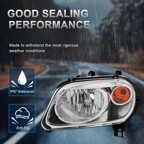 Headlights Assembly Compatible with 2006 2007 2008 2009 2010 2011 Chevy HHR Headlight Replacement Driver and Passenger Side w/High/Low Bulb H13(Included) Black/Clear/Amber in Saudi Arabia