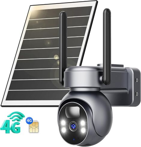 LIWAN 4G LTE Cellular Solar Security Camera Wireless Outdoor, No WiFi Needed, 360° Live View, 2K Color Night Vision, 2 Way Talk, Built-in SIM Card and 128G Memory Card, Unlimited Data Plan in Saudi Arabia