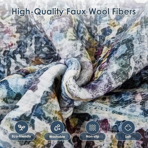 Area Rugs 5x7, Ruys for Living Room, Washable Rug Non Slip Repellent Floor Carpet, Low Pile Soft Vintage Rug for Bedroom Kitchen Bathroom Living Room Home Office, Blue-Black in Saudi Arabia