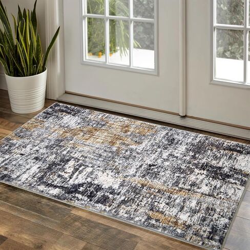 Area Rugs 5x7, Ruys for Living Room, Washable Rug Non Slip Repellent Floor Carpet, Low Pile Soft Vintage Rug for Bedroom Kitchen Bathroom Living Room Home Office, Blue-Black in Saudi Arabia