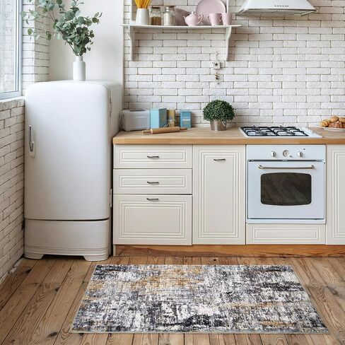 Area Rugs 5x7, Ruys for Living Room, Washable Rug Non Slip Repellent Floor Carpet, Low Pile Soft Vintage Rug for Bedroom Kitchen Bathroom Living Room Home Office, Blue-Black in Saudi Arabia