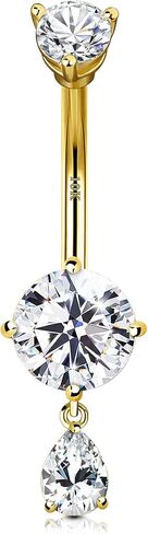 CM Crareesi Mania 10K Solid Gold Belly Button Ring Dangle 10K Yellow Gold Belly Rings Navel Piercing Jewelry in Saudi Arabia