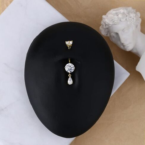 CM Crareesi Mania 10K Solid Gold Belly Button Ring Dangle 10K Yellow Gold Belly Rings Navel Piercing Jewelry in Saudi Arabia