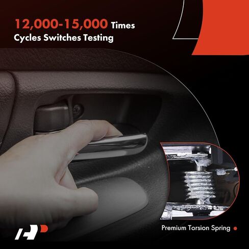 A-Premium - مقبض باب داخلي للسائق الأيسر الأمامي - متوافق مع Dodge Grand Caravan 2008-2020 وChrysler Town & Country 2008-2016 وRam C/V 2012-2015 - غطاء أسود مع رافعة من الكروم in Saudi Arabia