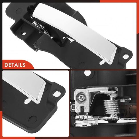 A-Premium - مقبض باب داخلي للسائق الأيسر الأمامي - متوافق مع Dodge Grand Caravan 2008-2020 وChrysler Town & Country 2008-2016 وRam C/V 2012-2015 - غطاء أسود مع رافعة من الكروم in Saudi Arabia
