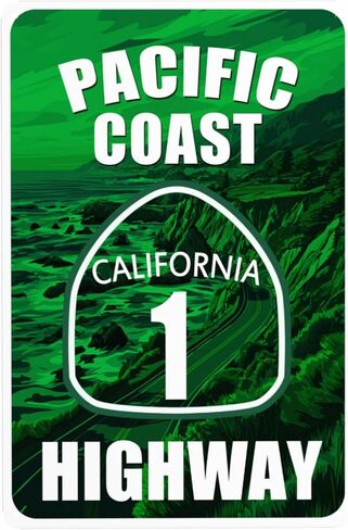 Vintage Tin Signs Pacific Coast Highway California Decor Street Road Metal Sign Decorative For Man Cave Bar Garage 12x8 Inches (Multi) in Saudi Arabia