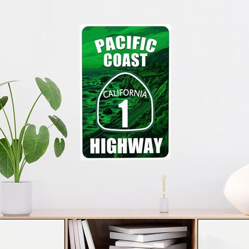 Vintage Tin Signs Pacific Coast Highway California Decor Street Road Metal Sign Decorative For Man Cave Bar Garage 12x8 Inches (Multi) in Saudi Arabia