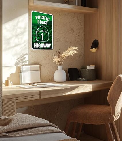 Vintage Tin Signs Pacific Coast Highway California Decor Street Road Metal Sign Decorative For Man Cave Bar Garage 12x8 Inches (Multi) in Saudi Arabia